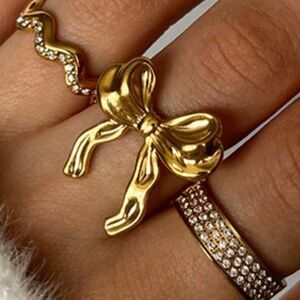 18k Gold Plated Stainless Steel Ribbon Adjustable Ring